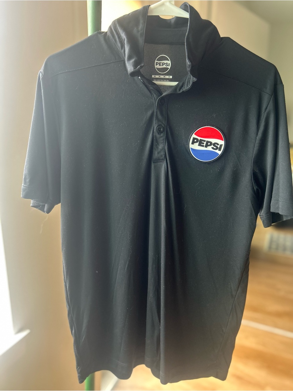 Pepsi Black Polo with Red-White-Blue Logo
